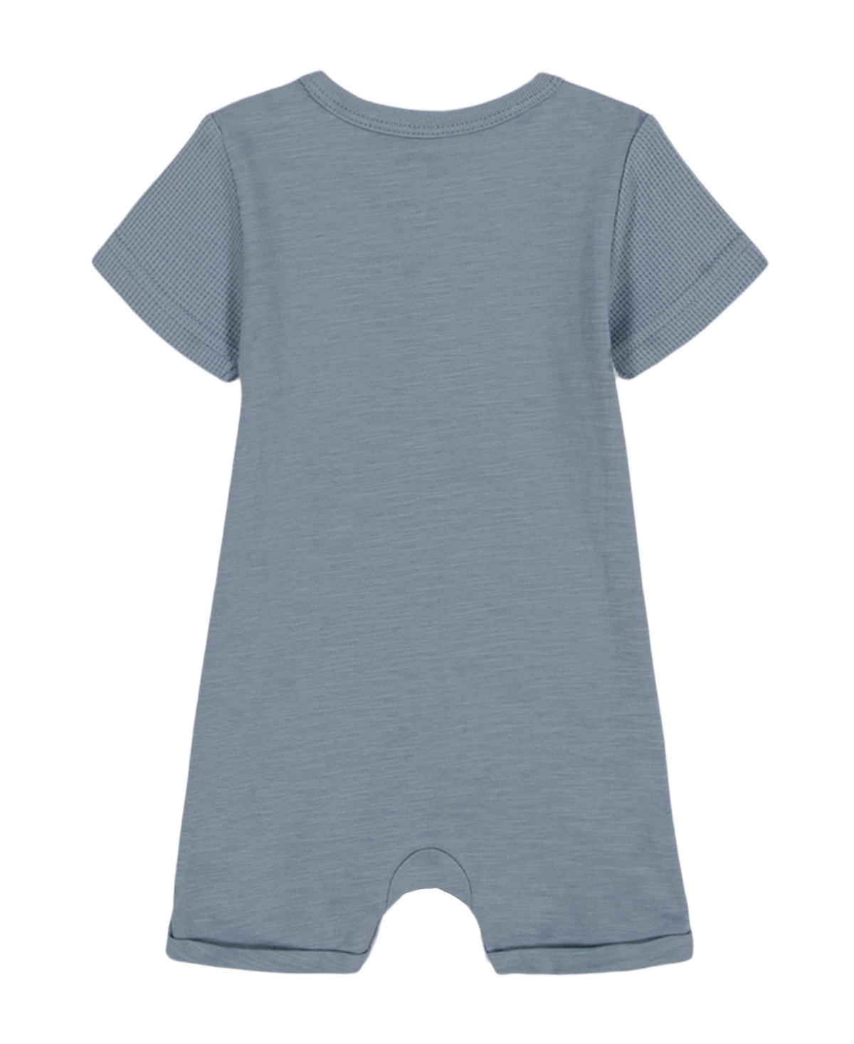 Calvin Klein Baby Boys Slub Jersey Button-up Shorts Coverall In Faded Denim