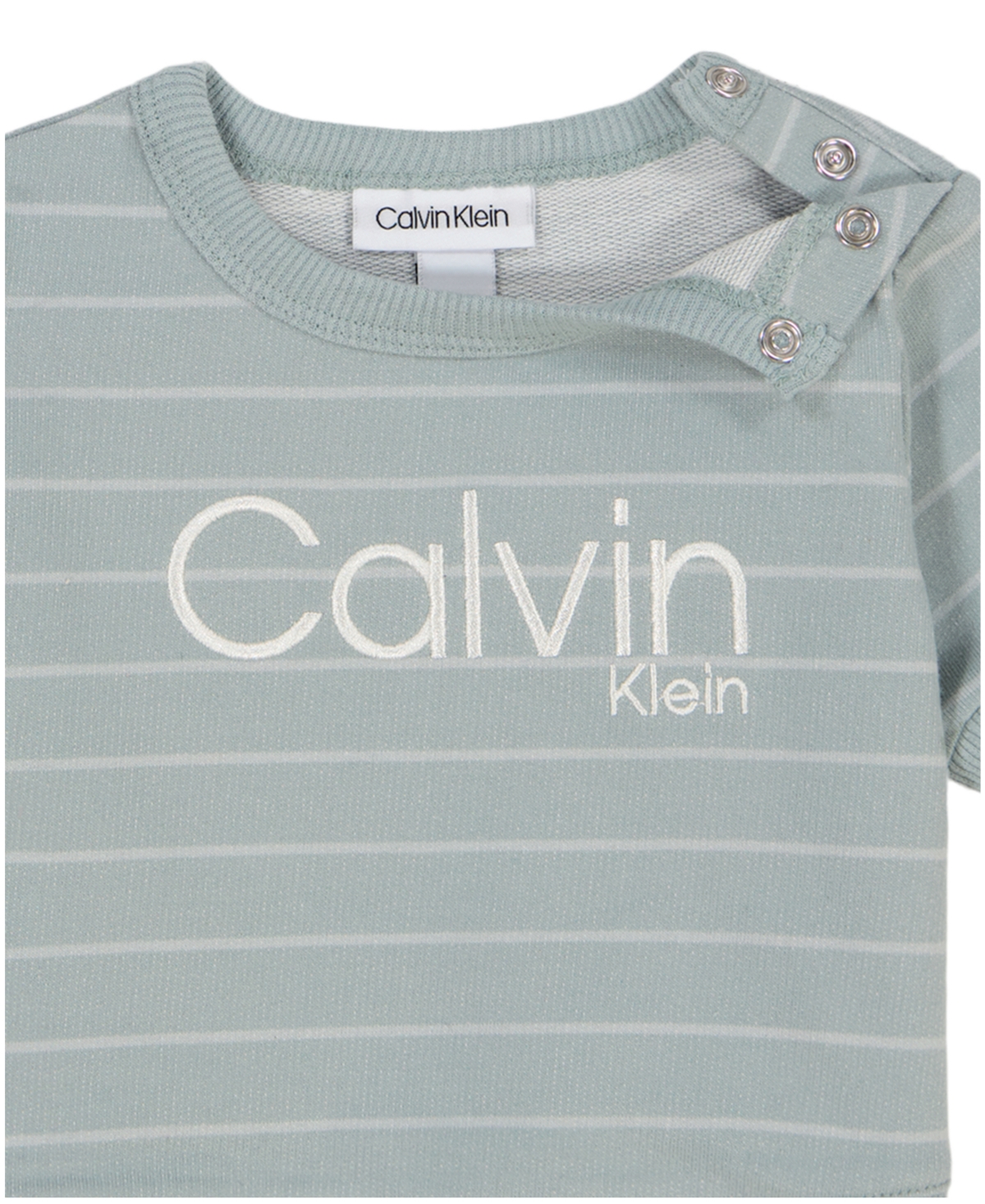 Calvin Klein Baby Boys 2-piece Striped French Terry Short Sleeve Crewneck And Shorts Set In Abyss