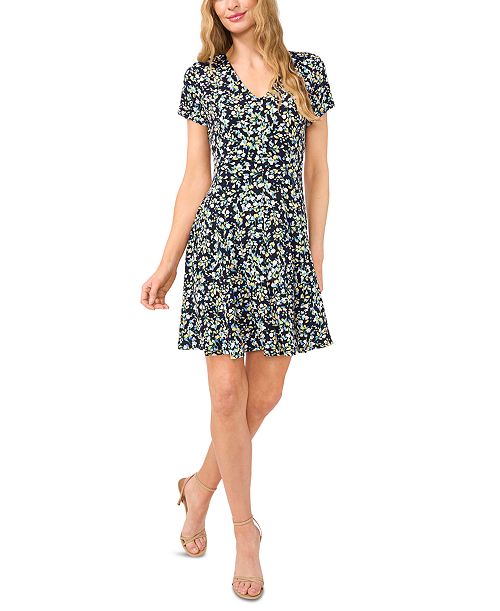 alfani CeCe Women's Printed Knit Fit & Flare Dress Women's Fashion Shoes & Accessories