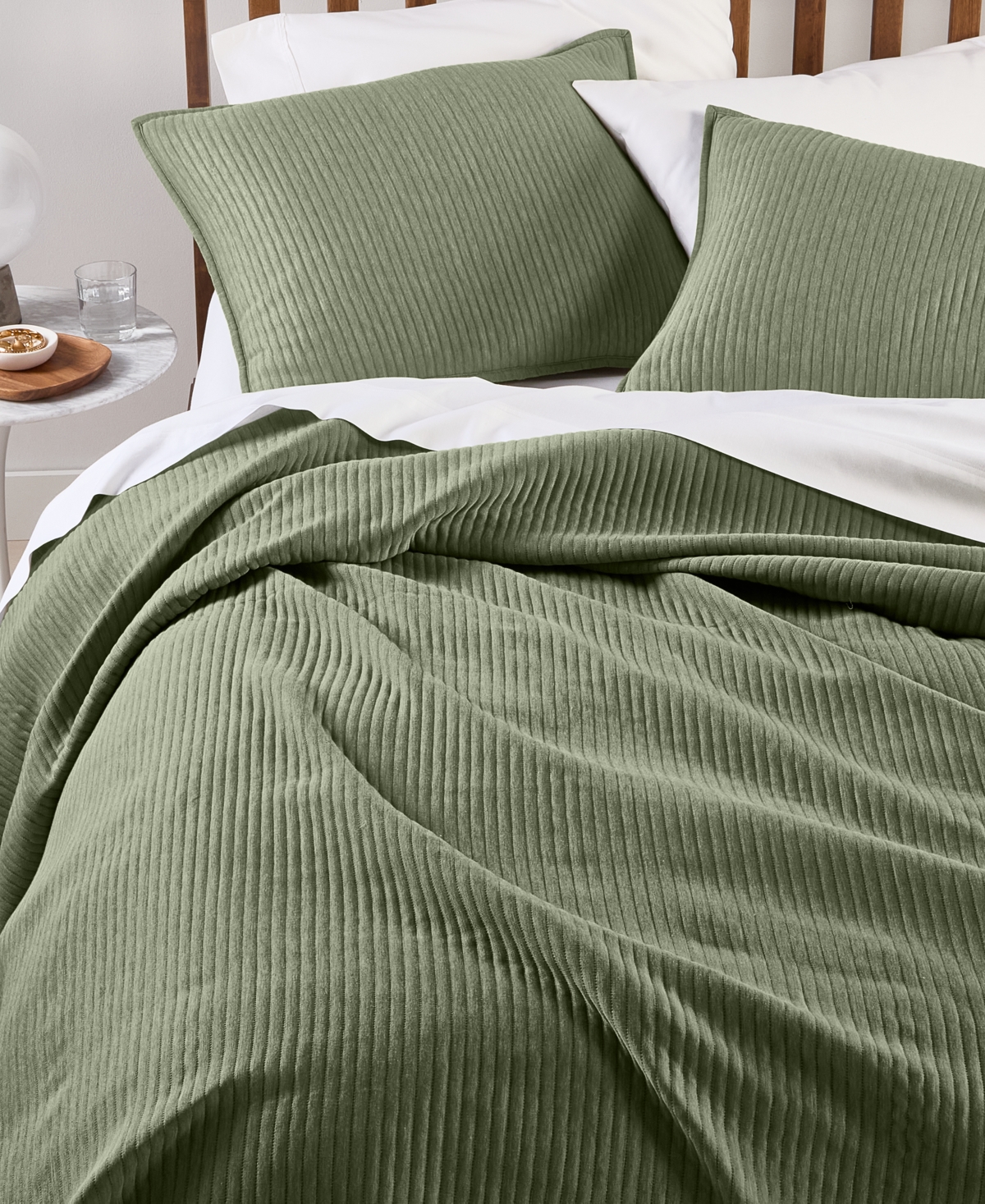 Arch Studio Heathered Jersey 3-pc. Quilt Set, Full/queen, Exclusively At Macy's In Fern Green