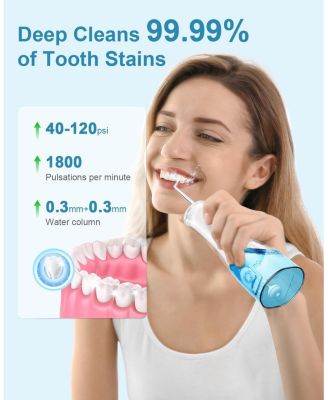 300ml Cordless Water Flosser with 4 Jet Tips, Portable Water Dental Flossers, IPX7 Waterproof Rechargeable Oral Irrigator with 4 Modes for Home Travel