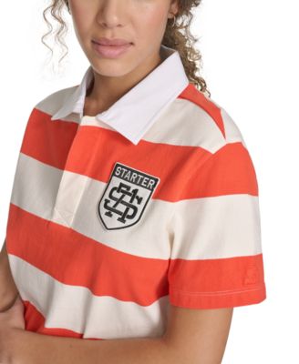 Women's Cotton Rugby-Stripe Logo Polo Shirt