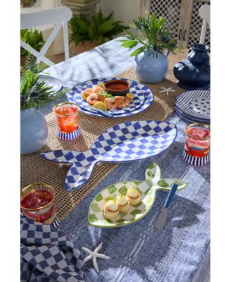 Indigo Check Round Platter