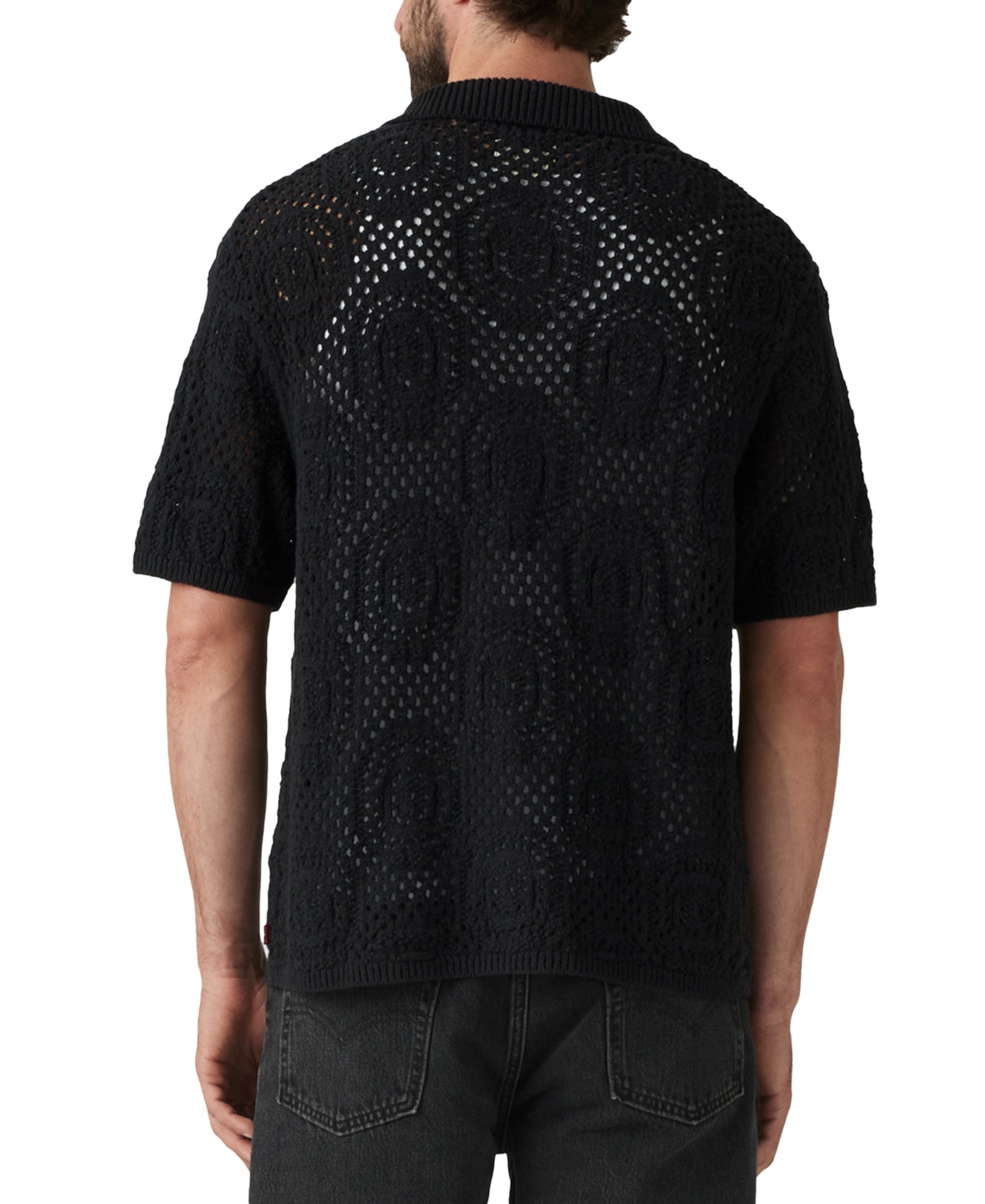 Levi's Men's Straight-fit Pointelle Crochet Button-down Camp Shirt In Gold