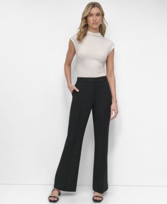 Women's Pintuck Mid-Rise Flare-Leg Pants
