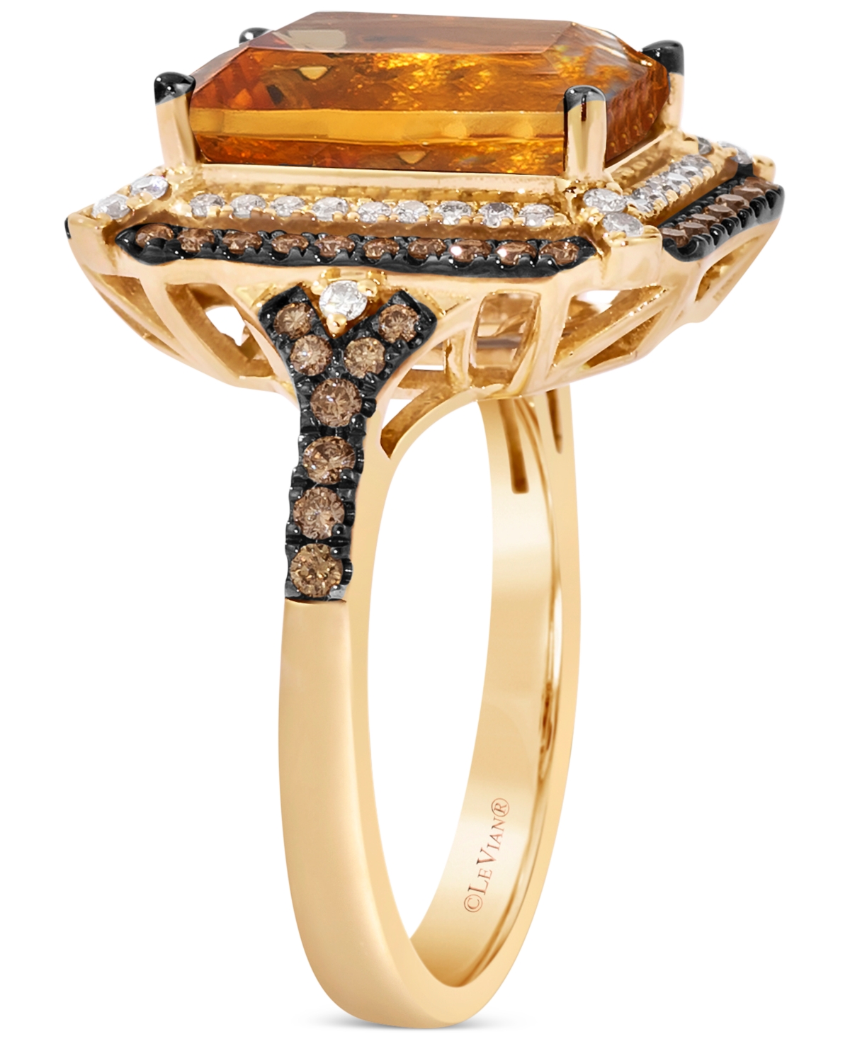 Le Vian Deep Sea Blue Topaz (3-7/8 Ct. T.w.) & Diamond (5/8 Ct. T.w.) Double Halo Ring In 14k Rose Gold (als In Citrine,yellow Gold