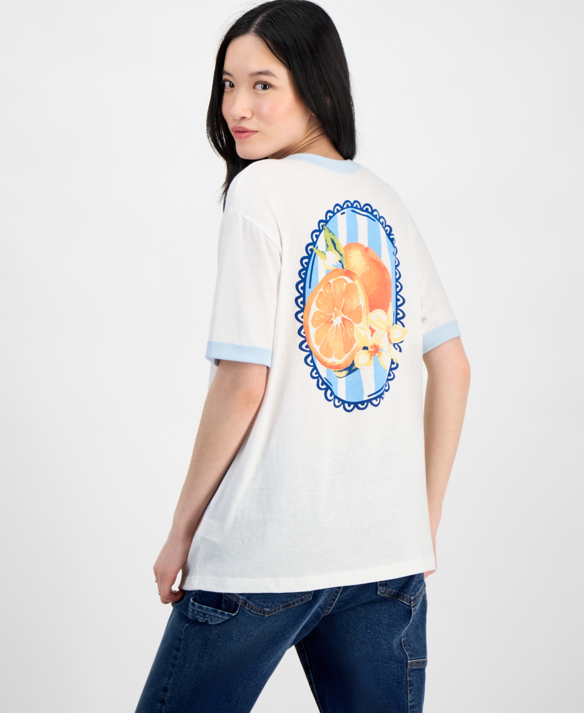 Rebellious One Juniors' Orange Graphic Short-sleeve T-shirt
