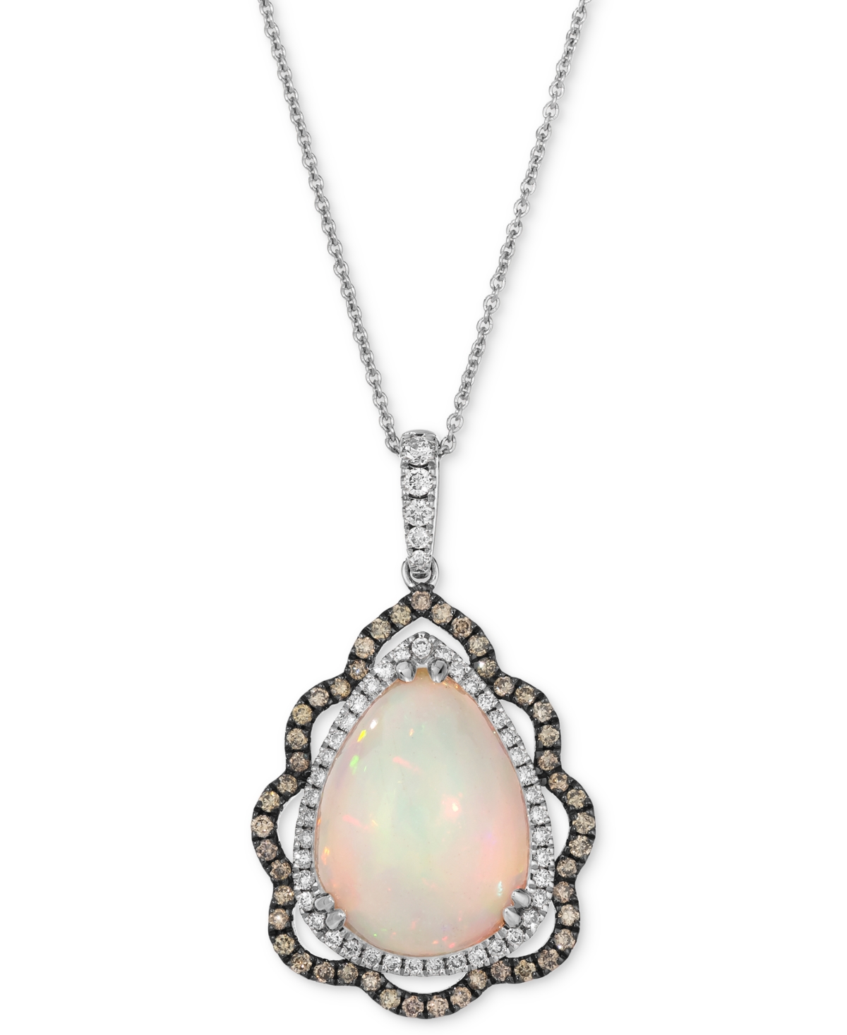 Le Vian Neopolitan Opal (3-1/2 Ct. T.w.), Nude Diamond (1/4 Ct. T.w.) & Chocolate Diamond (1/3 Ct. T.w.) Pen In White Gold