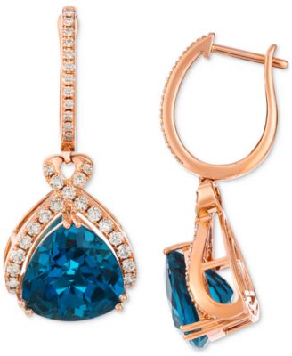 London Blue Topaz (12 ct. t.w.) & Nude Diamonds (7/8 ct. t.w.) Charm Hoop Earrings in 14k Rose Gold