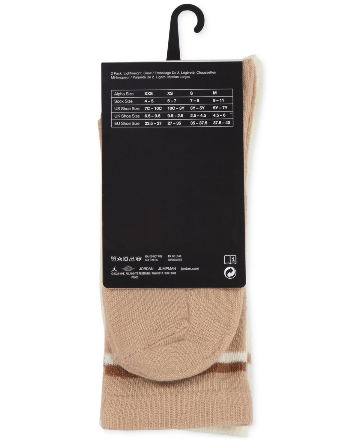 Jordan Big Kids Diamond Logo High Crew Socks, Set Of 2 (a $14.00 Value) In Coconut Milk