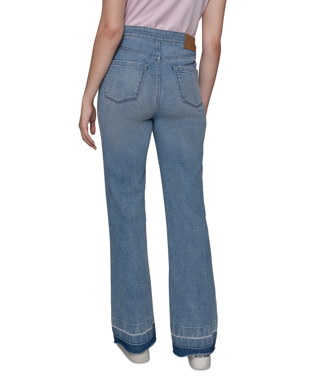 Shop Karl Lagerfeld Women's Patch Pocket Flare-leg Jeans