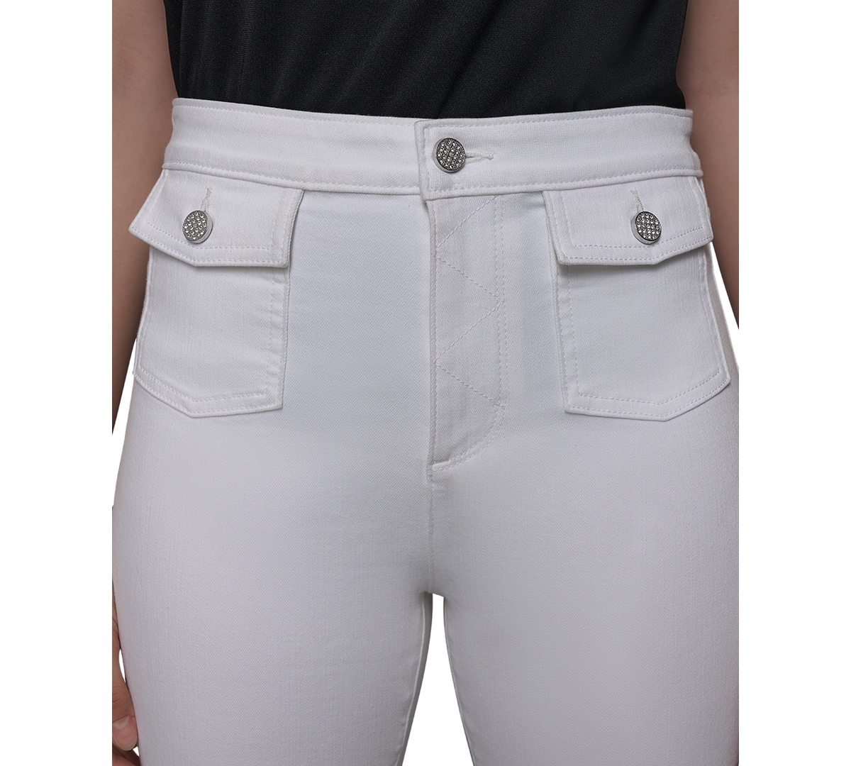 Shop Karl Lagerfeld Women's Patch Pocket Flare-leg Jeans