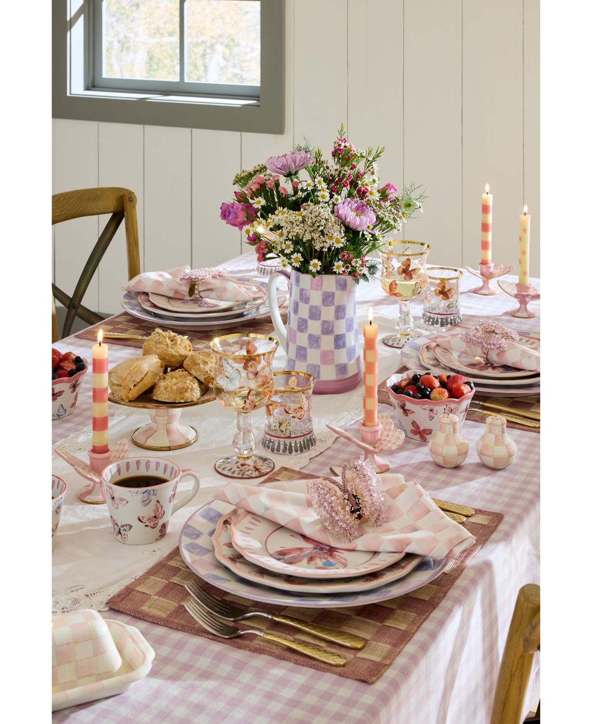 Mackenzie-childs Lilac Check Pitcher