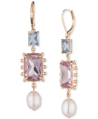 Lauren Ralph Lauren - Gold-Tone Stone & Freshwater Pearl Triple Drop Earrings