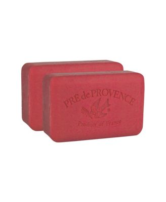 Pre de Provence Moisturizing 250g French Soap Bar, Quad-Milled, Long Lasting, Moisturizing, Rich and Creamy Lather (Set of 2) - Raspberry