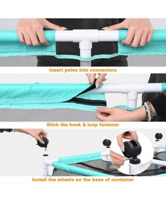 Extra Large Mesh Pool Storage Bin 214 Gallon Noodles Holder Toys Organizer 6 Wheels Rolling Cart Blue