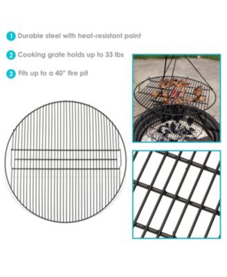 Outdoor Camping or Backyard Heavy-Duty Steel Round Fire Pit Cooking Rack Grill Grate - 40&amp;#x22;