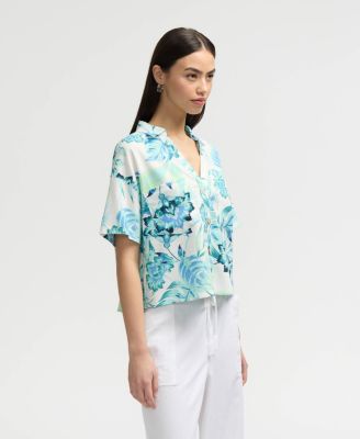 Women s Cropped Button Front Shirt