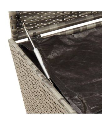 Garden Storage Box with Wheels Gray 50.2 Gal Poly Rattan