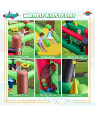 6-in-1 Inflatable Bounce House with Double Slides without 735W Blower