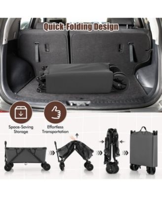 Collapsible Folding Wagon Cart with Adjustable Handle Heavy-Duty Utility Cart for Outdoor and Garden