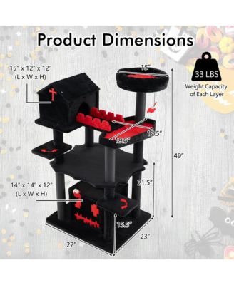 Gothic Cat Tree 49'' Tall Cat Tower w/ Coffin Bed & 2 Condos & Cozy Perch