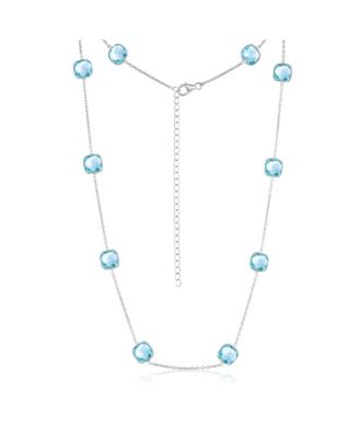 Sterling Silver, Square Bezel-Set, Gem Station Necklace