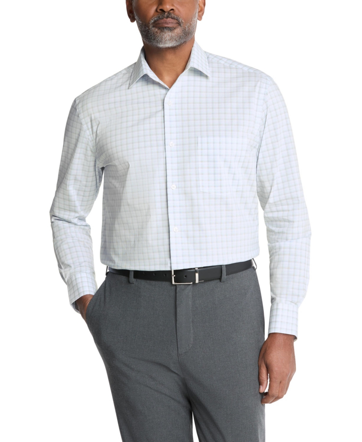 VAN HEUSEN MEN'S REGULAR FIT ULTRA WRINKLE FREE FLEX COLLAR DRESS SHIRT 