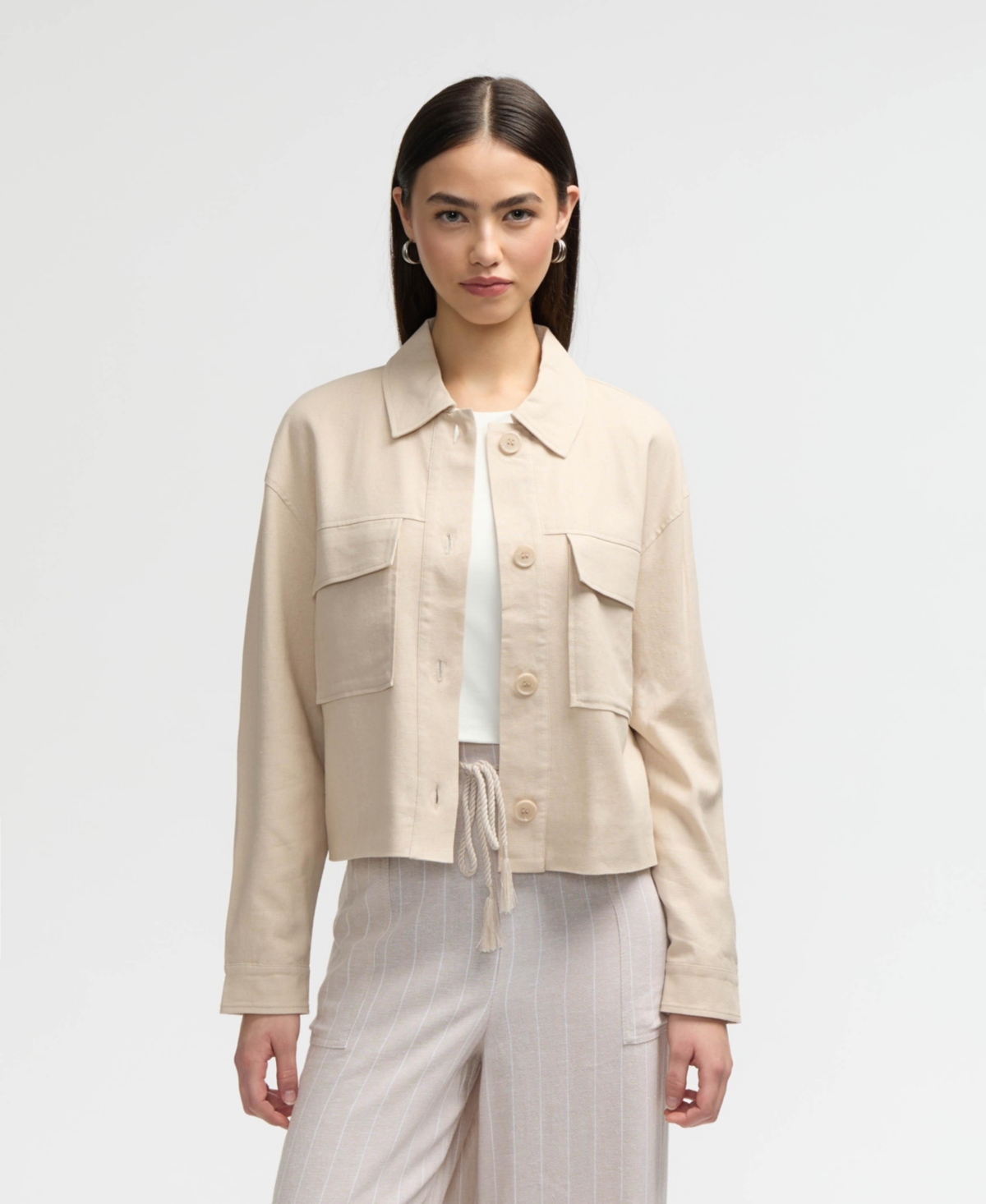 Women s Double Pocket Shacket - Sage
