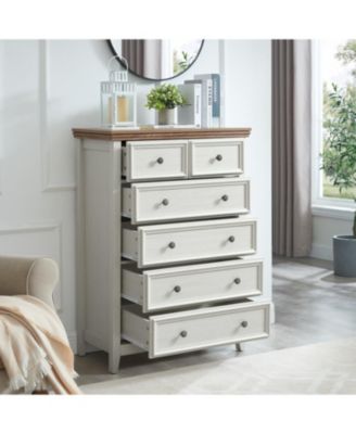 Modern 6-Drawer Dresser, Living Room Storage Cabinet, Farmhouse Organizer