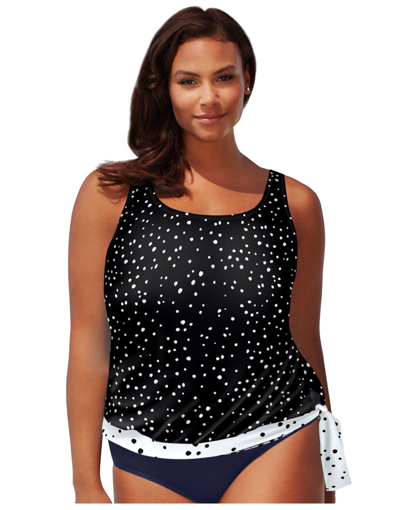Верх бикини Tankini, на завязках — Swimsuits for All, цвет: Чёрный белый — фото 1