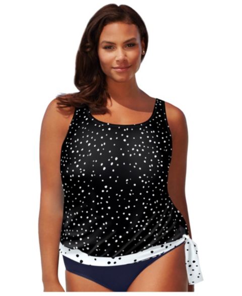 Верх бикини, на завязках, танкини — Swimsuits for All, цвет: Чёрный белый