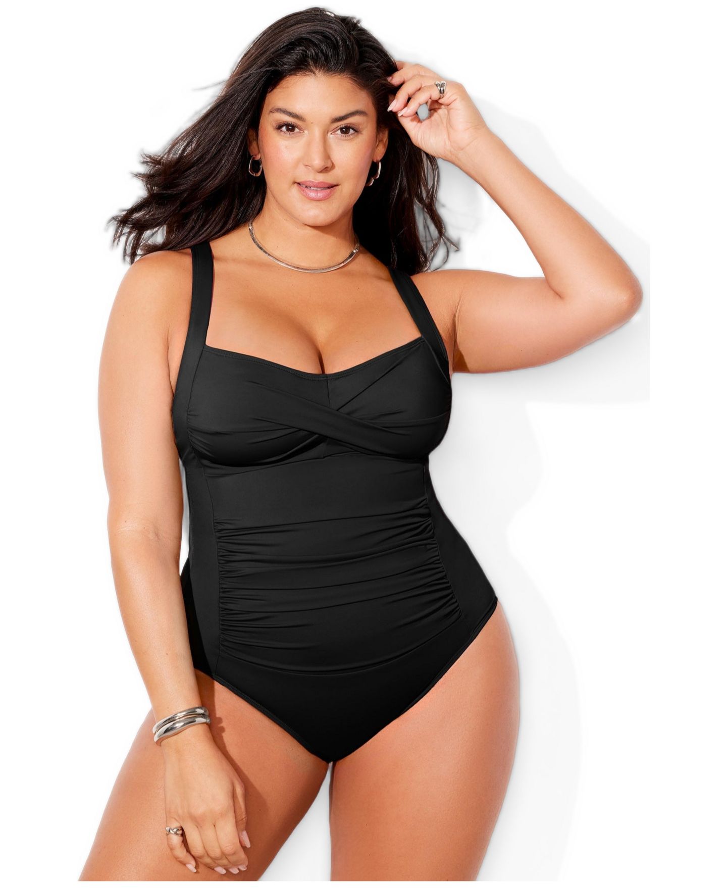 Купальник, со сборками, с перекрутом — Swimsuits for All, цвет: Чёрный — фото 1