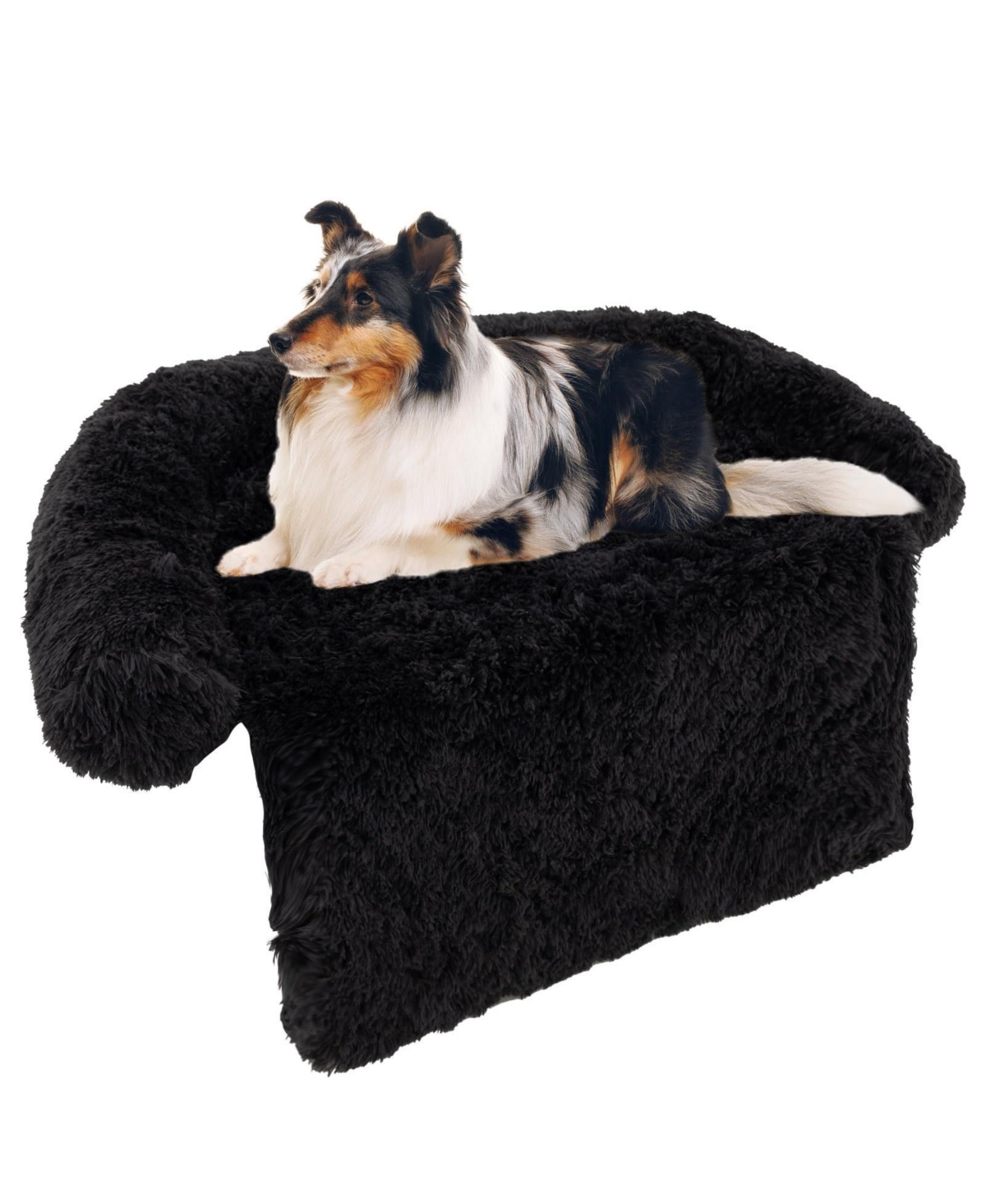44"x 40"x 32" Plush Calming Dog Couch Bed with Anti-Slip Bottom - Black