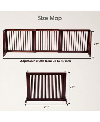 Folding Adjustable Free Standing 3 Panel Wood Fence