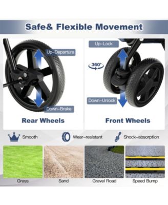 Double Pet Stroller with 2 Detachable Carrier Bags, Safety Belt, 4 Lockable Wheels Cat Stroller Travel Carrier Strolling Cart