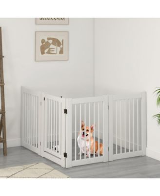 30 Inch Tall 4-Panel Freestanding Pet Gate Wooden Dog Fence