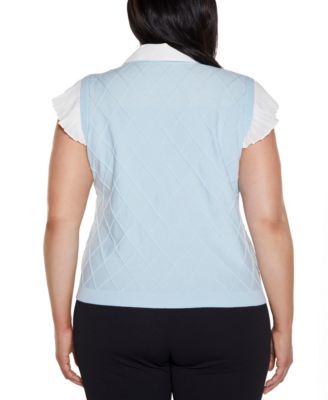 Plus Size Flutter Sleeve Two-Fer Sweater