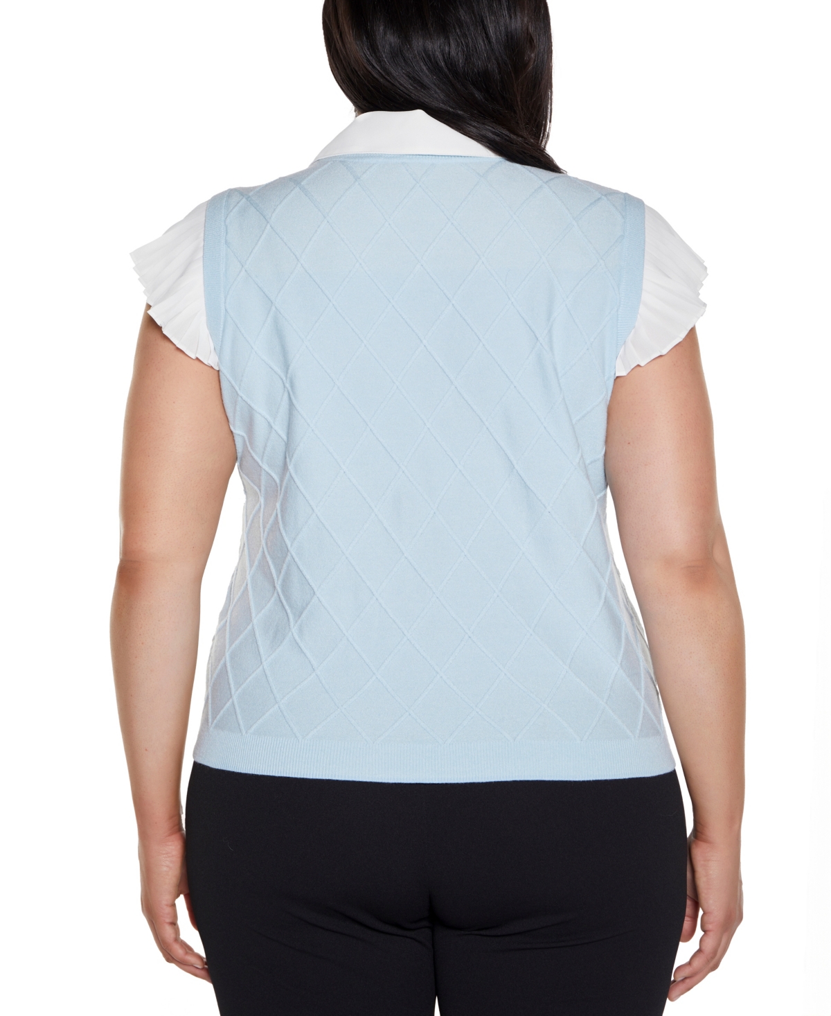 BELLDINI PLUS SIZE FLUTTER SLEEVE TWO-FER SWEATER 