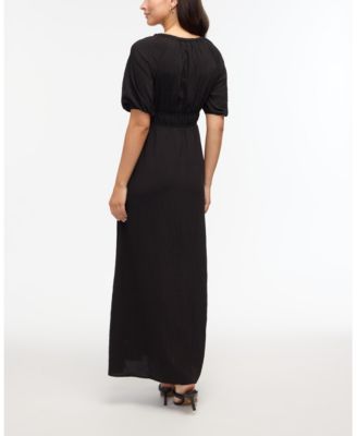 Women's V-Neck Dress with Smocking Detail