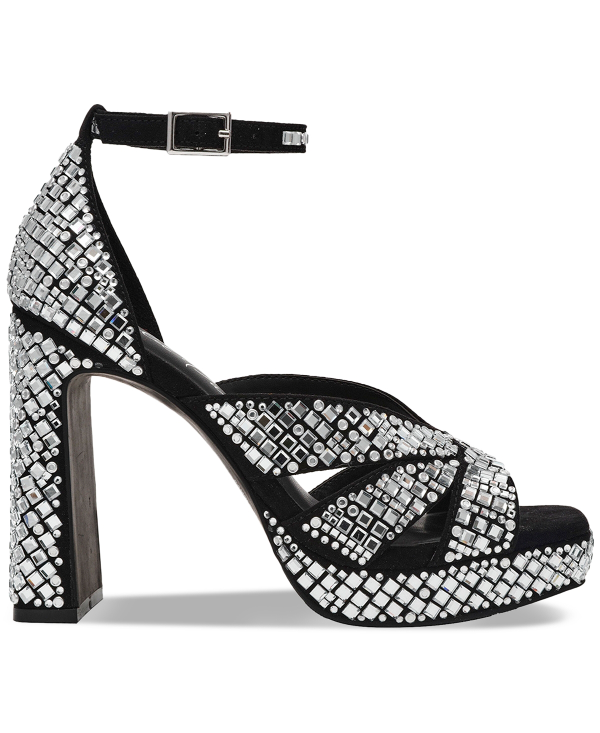 Wild Pair Lydiaa Embellished Platform Dress Sandals, Exclusively At Macy's In Black Bling