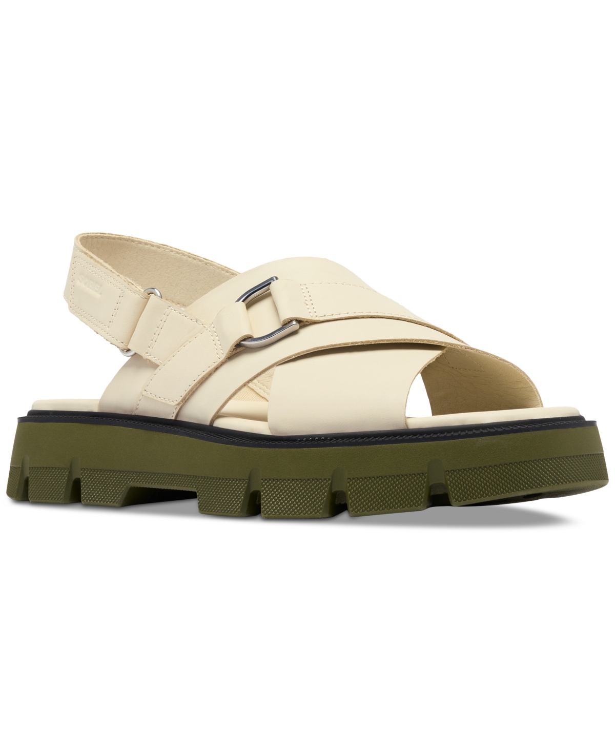 Sorel Rein Cb Crisscross Sandal In Chalk,utility Green