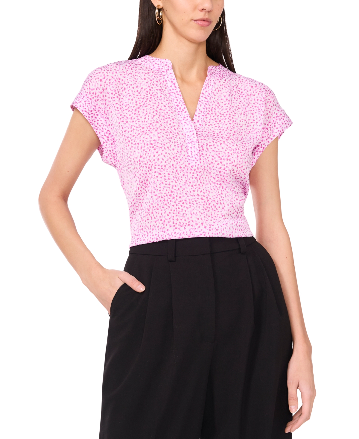 VINCE CAMUTO WOMEN'S SPLIT-NECK CAP-SLEEVE TOP 