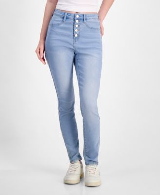 Juniors' 5-Button High Waisted Curvy Skinny Jeans