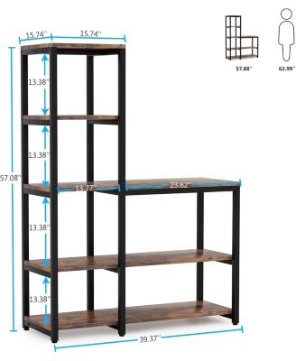 5-Tier Bookshelf, Ladder Corner Bookshelves Etagere Bookcase, 8 Shelves Display Rack Storage Shelf for Living Room Home Office