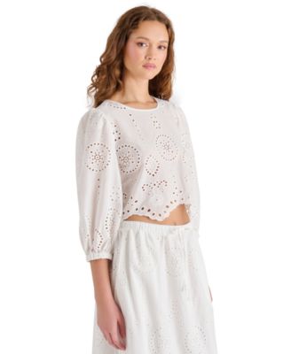 Women's Meera Cotton Crewneck Eyelet Top