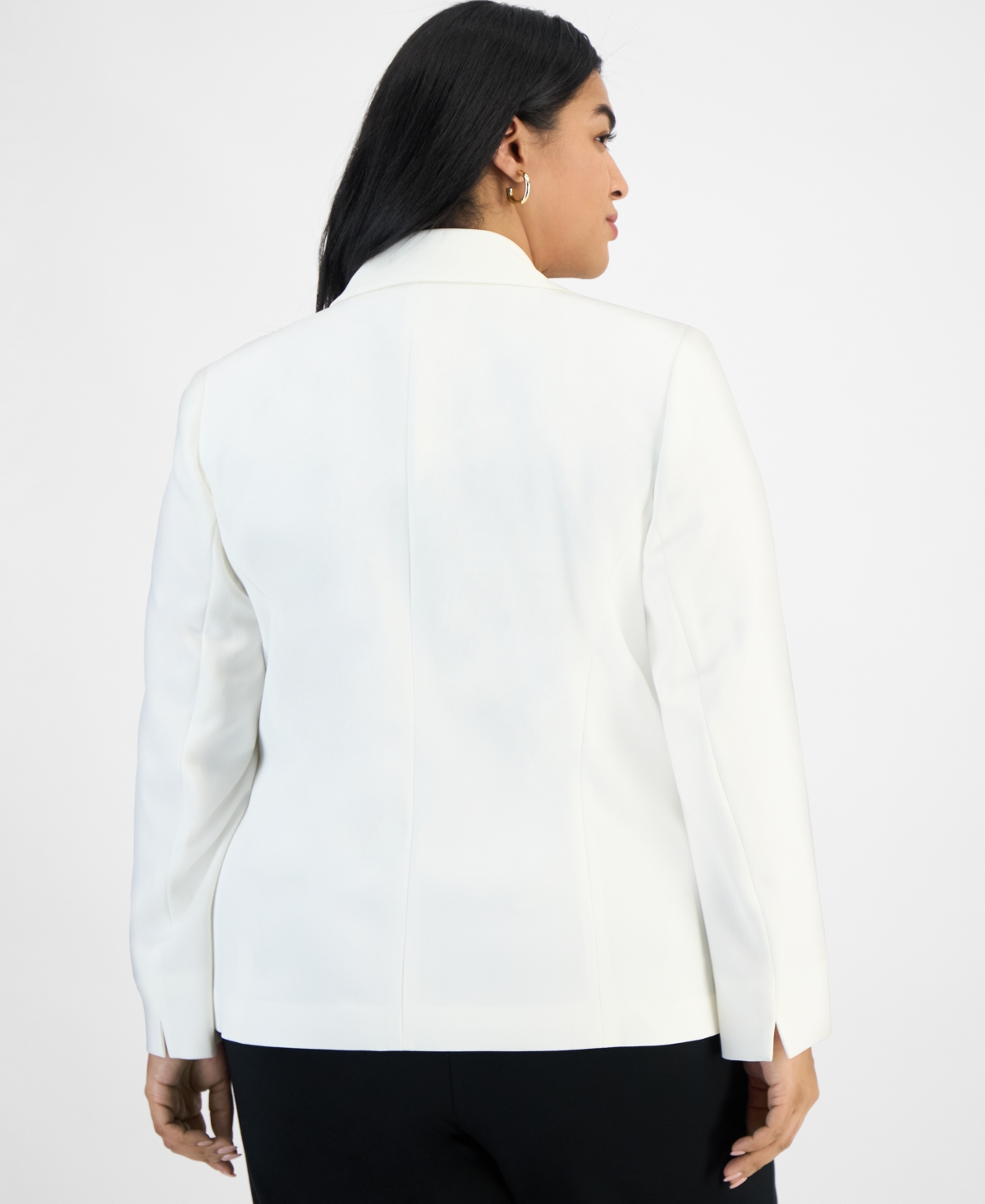 Kasper Plus Size Stretch Crepe One-button Blazer In Vanilla Ice