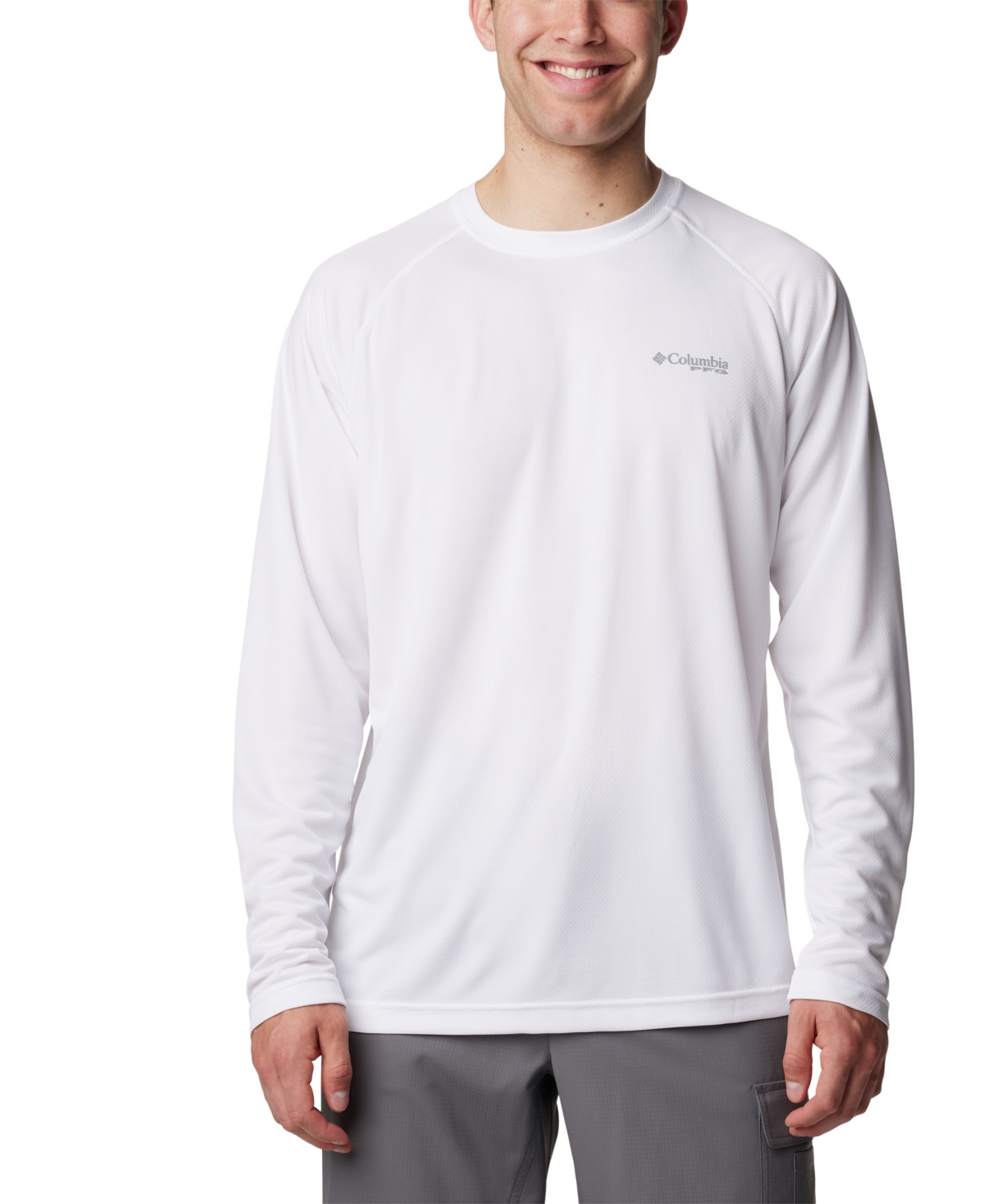 Columbia Men's Pfg Solar Stream Performance Long-sleeve Shirt In White