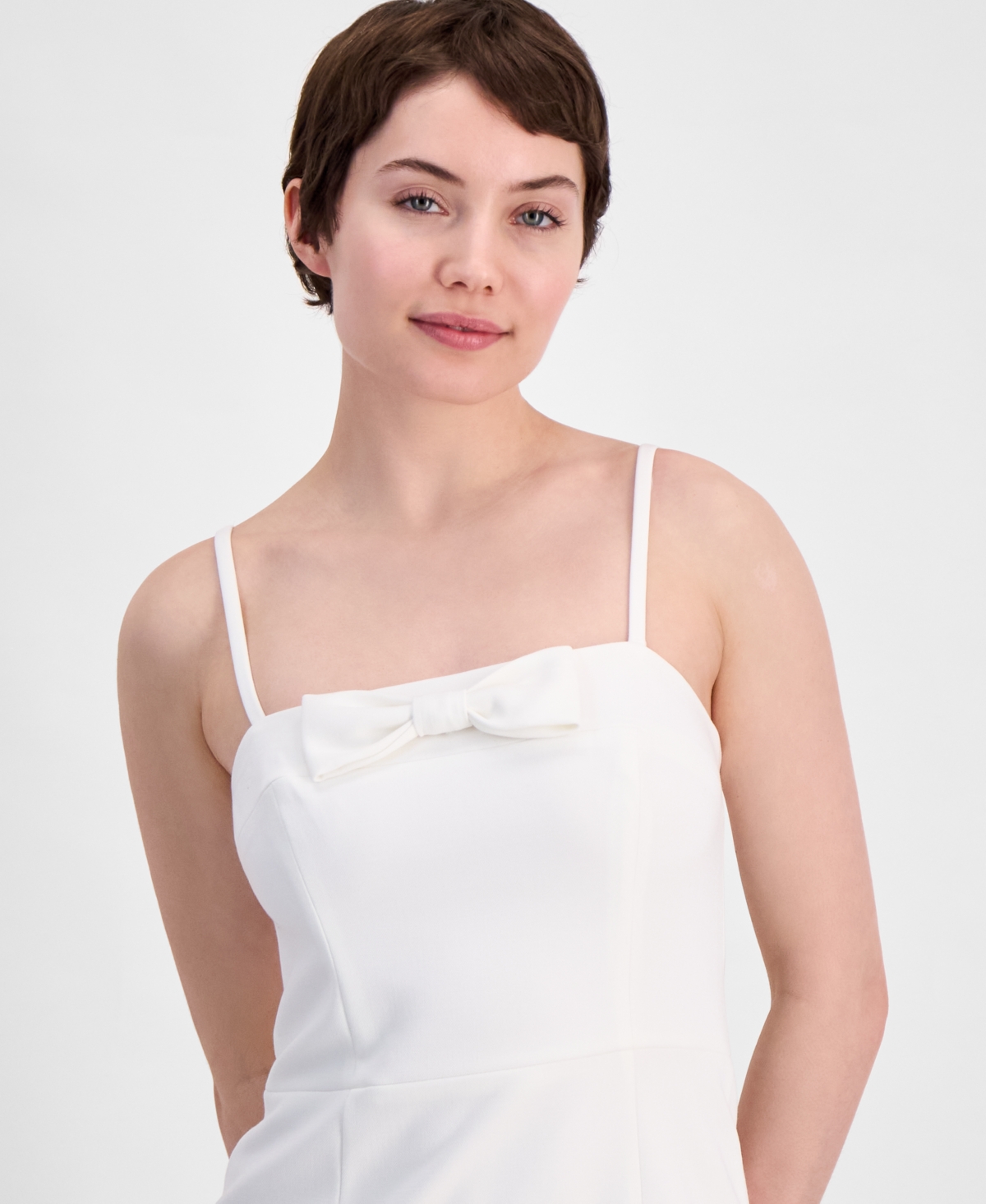 French Connection Whisper Bow Detail Minidress In Summer White