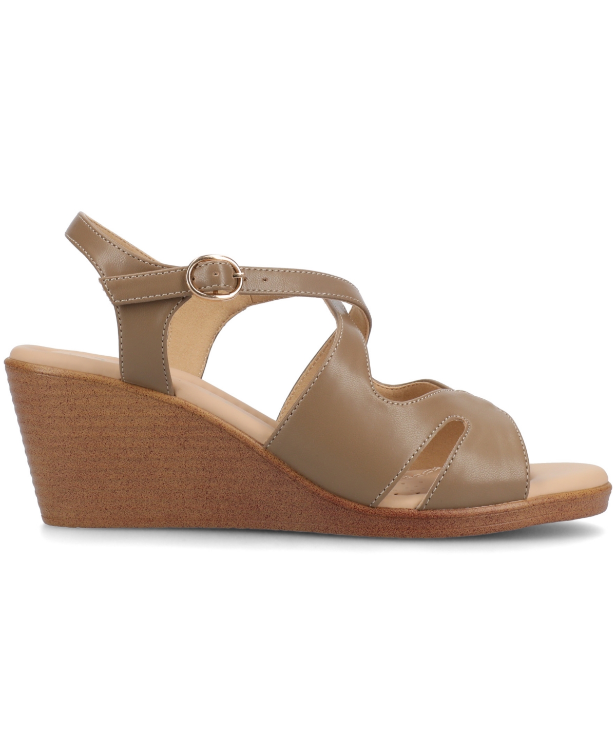 Journee Collection Women's Kedzie2 Strappy Wedge Sandals In Taupe